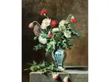 Blumenstillleben mit Chrysanthemen und Mohn by Maria van der Voort, oil on canvas, offered Mar 2026