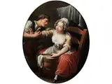 Galanter Mann mit Wäscherin by Jean-Baptiste Charpentier d. Ä., oil on canvas, offered Jun 2023