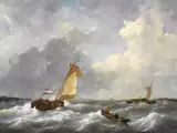 Küstenstück mit Fischerbooten by Johannes Christiaan Schotel, oil on canvas, sold Jun 2026