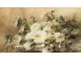 Prachtvoller Bund Weisser Chrysanthemen auf Einer Steinplatte by Margaretha Roosenboom, watercolor, offered Mar 2026