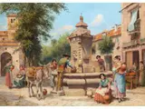 Gruppe Junger Leute an Einem Brunnen by Arthur Trevor Haddon, oil on canvas, offered Jun 2026