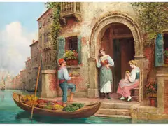 Venedig, Gemüsehändler am Canal Grande by Arthur Trevor Haddon, oil on canvas, offered Jun 2026