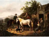 Rast vor Einer Hütte by Wouterus Verschuur I, oil on canvas, sold Apr 2022