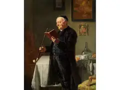 Vergnügliche Lektüre by Eduard von Grützner, oil on canvas, sold Jun 2026