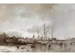 Winterfreuden by Adolf Stademann, oil on board, sold Dec 2025