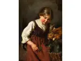 Mädchen Beim Hasen Füttern by Felix Schlesinger, oil on panel, offered Mar 2026