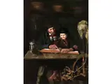 Bäuerliches Interieur mit Grossvater und Seinem Enkel by Friedrich Anton Otto Prölls, oil on canvas, offered Jun 2023