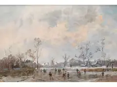 Winterfreuden by Adolf Stademann, oil, offered Mar 2026
