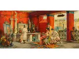 In der Kunsthandlung by Ettore Forti, watercolor, sold Dec 2018