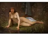 Nymphe im bad by Victor Tortez, oil on canvas, offered Dec 2015