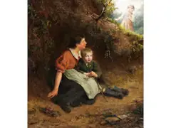Das Versteckspiel by Felix Schlesinger, oil on board, offered Sep 2025