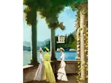 Drei Damen am see by Marcello Dudovich, oil on board, offered Dec 2019