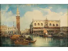 Venedig, Blick Über den Canal Grande auf den Dogenpalast by François Bossuet, watercolor, offered Mar 2021