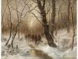Jagdgesellschaft im Winterwald by Desire Thomassin, oil on canvas, offered Jun 2025
