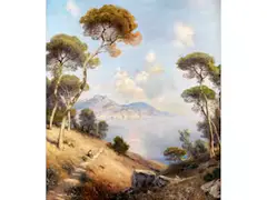 Süditalienische Küstenlandschaft im Sommerlichen Licht by Ascan Lutteroth, oil on canvas, sold Apr 2020