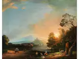 Idyllische Ideallandschaft mit Figuren by L. Gardon, oil on canvas, offered Dec 2020