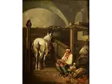 Der Schmied im Pferdestall by Wouters I. Verschuur, oil on canvas, offered Apr 2016