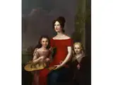 Bildnis der Caroline Friederike Mathilde von Württemberg, Geborene Prinzessin von Waldeck-pyrmont (1801 - 1825) mit Ihren Kindern by Carl Rothe, 1810 - 1865, oil on canvas, sold Jul 2018