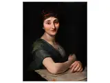 Bildnis Einer Malerin am Zeichentisch by Französischer Portraitist, oil on panel, sold Mar 2015