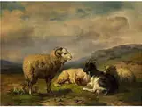 Schafe und Ziegen in Einer Bergigen Landschaft by Friedrich Gauermann, oil on canvas, offered Jun 2016