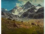 Darstellung des Berges Ararat (elbrus) im Kaukasus by Richard Karlovich Zommer, oil on canvas, sold Jun 2016