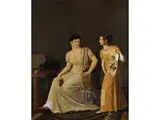 Dame mit Tochter bei der Morgentoilette by Jean Auguste Dominique, oil on canvas, sold Sep 2018
