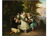 Zwei Mädchen auf Einer Parkbank by Gustav Bartsch, oil on canvas, offered Sep 2018