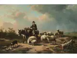 Landschaft mit Schafhirten und Seiner Herde by Eugène Verboeckhoven, oil on panel, sold Dec 2022