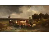 Rinder, Schafe und Hirte in Einer Landschaft by Edmund Mahlknecht, oil on canvas, offered Apr 2018