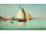 Blick auf den Canal Della Giudecca mit Booten by Natale Gavagnin, 1851 Venedig – 1923, oil on canvas, offered Apr 2018