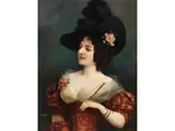 Portrait Einer Eleganten Dame mit hut by Moritz Stifter, oil on panel, offered Mar 2025