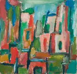 Ville lumineuse by André Jasmin, 1955, oil on canvas, sold Sep 2022