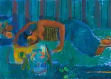 Reclining Woman by Peter Aspell, 1960, oil on canvas, sold Sep 2022