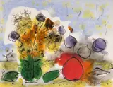 Bouquet in Green Vase by Paul-Vanier Beaulieu, 1957, mixed media on paper, sold Sep 2022