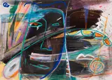 Les ténébreux by Marguerite Bruneau, 1991, mixed media on paper, sold Sep 2022
