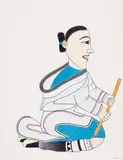 Seated Figure by Kenojuak Ashevak, mixed media on paper, sold Aug 2022