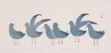 Sea Gulls on Arctic Ice by Mungitok Kellypalik, stonecut on paper, sold Aug 2022