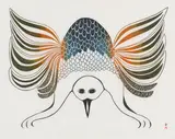 Settling on the Nest by Pitaloosie Saila, stonecut on paper, sold Aug 2022