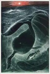 For Ishmael Tiller: The Ledgy Rocks by David Blackwood, 1990, colour etching and aquatint, sold Aug 2022