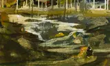 Untitled by Peter Hoffer, mixed media on board, sold Aug 2022