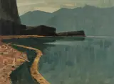 On Kluane's Lambent Shore by Alan Caswell Collier, oil on board, sold Aug 2022
