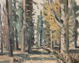Trees by Stanley Morel Cosgrove, oil on canvas, sold Aug 2022