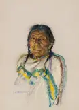 Coming in Again Woman (Matsitaipim) by Nicholas Raphael de Grandmaison, pastel on paper, sold Aug 2022