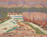 Last Ice, Elbow River Forest Reserve by Illingworth Kerr, 1974, oil on canvas, sold Aug 2022