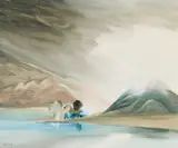 Osoyoos Lake, BC by Toni Onley, 1987, oil on canvas, sold Jul 2022