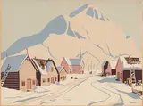 Indian Village by Dorothy Williams, silkscreen on paperboard, sold Jul 2022