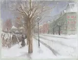 Strasse im Winter, Berlin by Friedrich Karl Gotsch, 1942, Pastell auf blaugrauem Bütten, auf Karton aufgezogen, sold Jun 2010