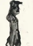 Ohne Titel (Skizze zur Skulptur St. Sebastian) by Markus Lüpertz, 1987, Tempera und Kohle auf leichtem Karton, sold Jun 2010