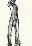 Ohne Titel (Skizze zur Skulptur St. Sebastian) by Markus Lüpertz, 1987, Tempera und Kohle auf leichtem Karton, sold Jun 2010