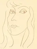 Aus: „Pierre Reverdy: Visages” by Henri Matisse, 1946, Lithographie in Rotbraun auf Lana-Velin, sold Dec 2007